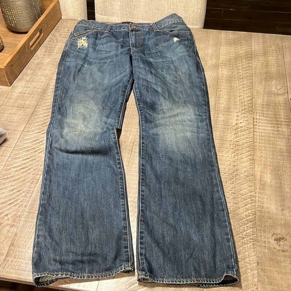 ROCK & REPUBLIC JEANS MEN'S 34 x 32 HENLEE DENIM BLUE CASUAL PANTS LOGO WESTERN